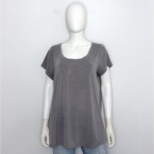 Athleta Stratus II Top Womens L Mocha Scoop Neck Short Sleeve T Shirt
